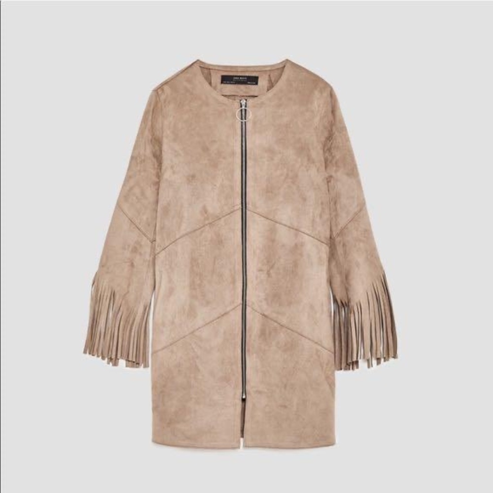 Zara suede fringe jacket